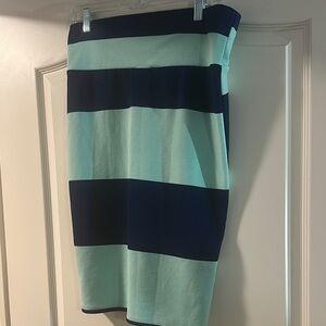 Lularoe Striped Navy and Mint Skirt Size L